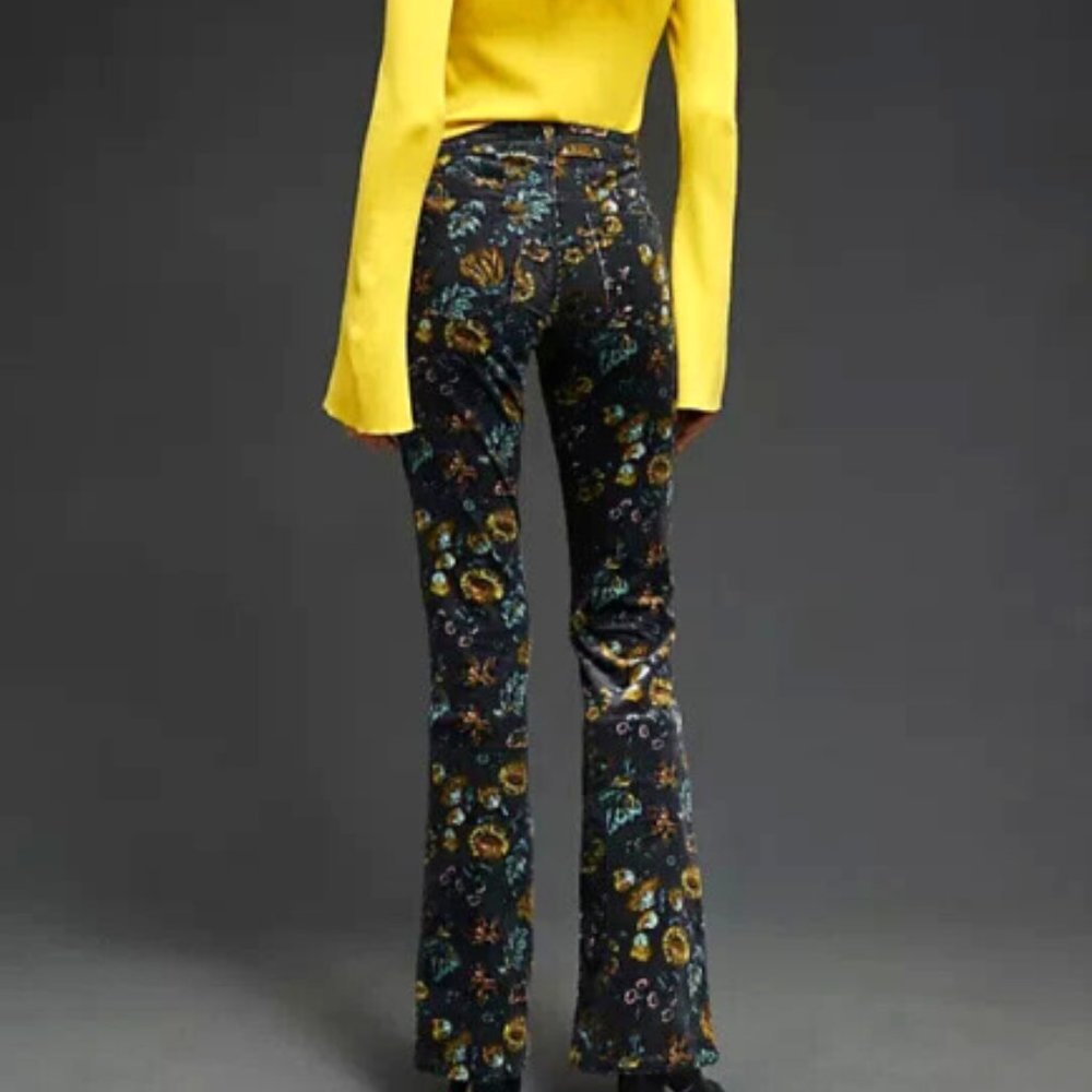 Anthropologie Pilcro 34 NWT The Icon Corduroy Flare Low-Rise Jeans Pants Floral - Picture 2 of 8
